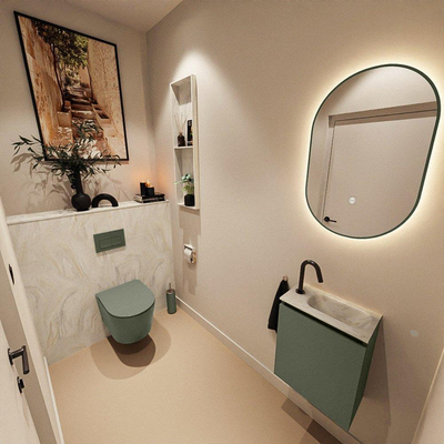 MONDIAZ TURE-DLUX 40cm toiletmeubel Army. EDEN wastafel Ostra positie rechts. Met 1 kraangat.