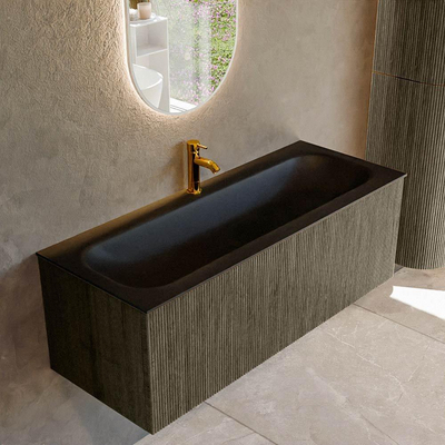 Ensemble de meuble de salle de bain Mondiaz KURVE - 120x46x40cm - 1 tiroir - lavabo en solid surface - centre - 1 trou de robinet - Shadow