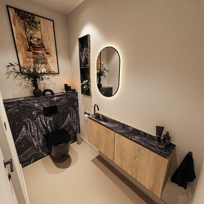 MONDIAZ TURE-DLUX 120cm toiletmeubel Washed Oak. EDEN wastafel Lava positie links. Met 1 kraangat.