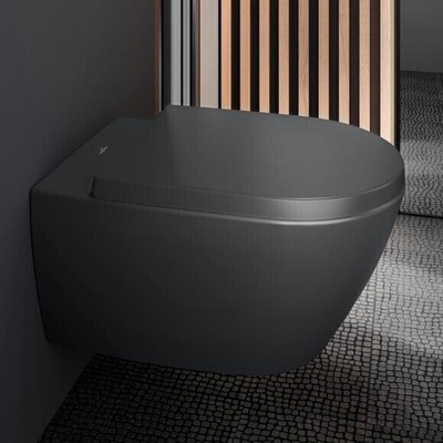 Villeroy & Boch Subway 2.0 toiletpot - directflush - diepspoel - met reservoir - met zitting softclose & quickrelease - bedieningspaneel chroom glans - Ceramic+ ebony