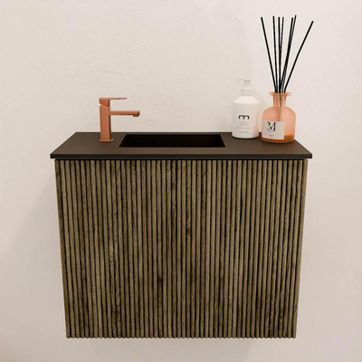 Mondiaz JOYA 50cm toiletmeubel - kleur Dusk - Wastafel FAYE positie Links 1 kraangat kleur Urban.