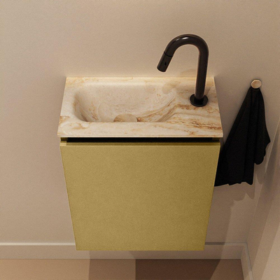 MONDIAZ TURE-DLUX Meuble toilette - 40cm - Oro - EDEN - vasque Frappe - position gauche - 1 trou de robinet
