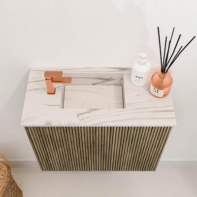 Mondiaz JOYA-DLUX 50cm meuble de toilette - couleur Dusk - Vasque FAYE position Gauche 1 trou de robinet couleur Nata.