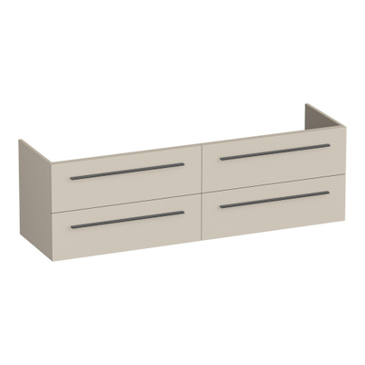 BRAUER Trust meuble sous-lavabo 160 sans poignées rapportées 4 tiroirs à fermeture en douceur et 2 découpes pour siphon - beige mat