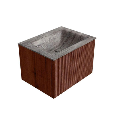 MONDIAZ KURVE-DLUX 60cm badmeubel kleur Ruby met 1 lade en 0 deuren. Wastafel CLOUD Midden zonder kraangat Oza.