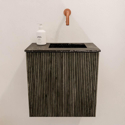 Mondiaz JOYA-DLUX 40cm toiletmeubel - kleur Shadow - Wastafel FAYE positie Rechts Zonder kraangat kleur Lava.