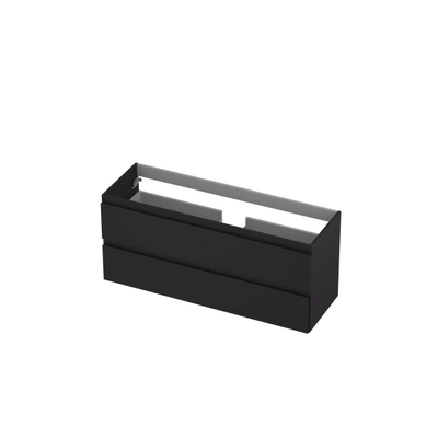 INK Wastafelonderkast - 120x40x52cm - 2 lades - greeploos - MDF lak - Zwart mat