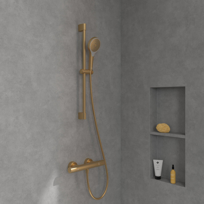 Villeroy & Boch Verve Showers Glijstangset - met drie functies - voor wandmontage - Brushed Gold (goud)
