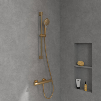 Villeroy & Boch Verve Showers Glijstangset met drie functies voor wandmontage - Brushed Gold (goud)