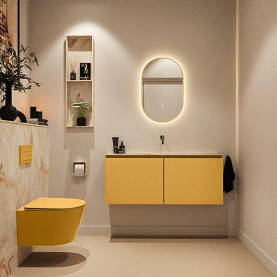 Mondiaz GLOW spiegel – ovaal – 45x90 cm – indirecte LED rondom – bewegingssensor – Ocher (geel)