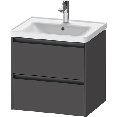 Duravit Ketho 2 Meuble sous-lavabo - 2 tiroirs - 58.4x45.5x54.9cm - poignées anthracite - graphite mat