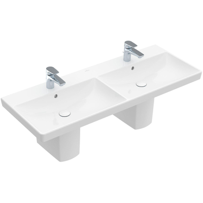 Villeroy & Boch Avento double lavabo de meuble - 120x47cm - 2 trous de robinetterie avec trop-plein blanc