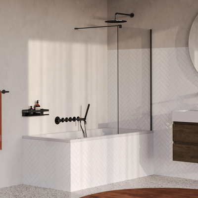 BRAUER Oblivion Paroi de baignoire - 80x140 - verre clair - incl. traitement anticalcaire - gunmetal brossé PVD