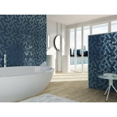 The Mosaic Factory Valencia mozaïektegel - 28x33cm - 5mm - hexagon - mat en glans blue (blauw)