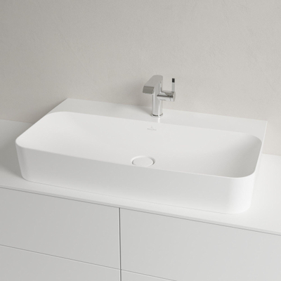 Villeroy & Boch Finion lavabo - dessous meulé 1 trou de robinet 80x47cm - Ceramic+ avec trop-plein dissimulé stone white