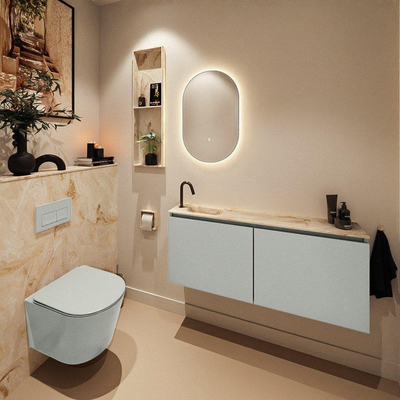 MONDIAZ TURE-DLUX Meuble toilette - 120cm - Greey - EDEN - vasque Frappe - position gauche - 1 trou de robinet