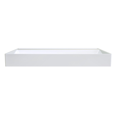 Arcqua Edge Lavabo à poser - 100x47x12cm - sans trou de robinet - marbre de synthèse - blanc brillant