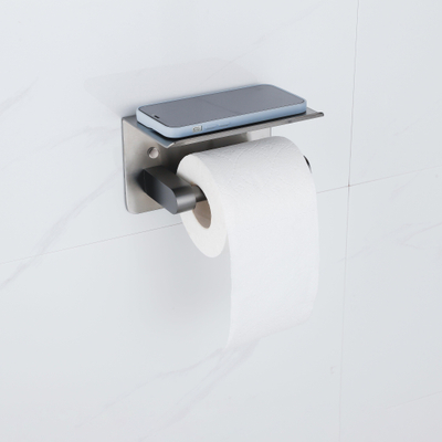 Fortifura Calvi toiletrolhouder - met plateau - PVD - geborsteld gunmetal (antraciet)