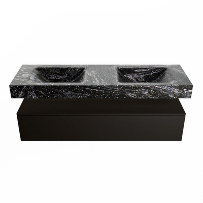 Mondiaz ALAN-DLUX Ensemble de meuble - 150cm - meuble Urban mat - 1 tiroir - Lavabo Cloud Lava suspendu - vasque Gauche et droite - 2 trous de robinet