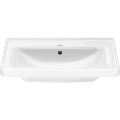 Duravit D-neo Wastafel - met waskom midden - zonder kraangat - met overloop - 65x48cm - met wondergliss - wit