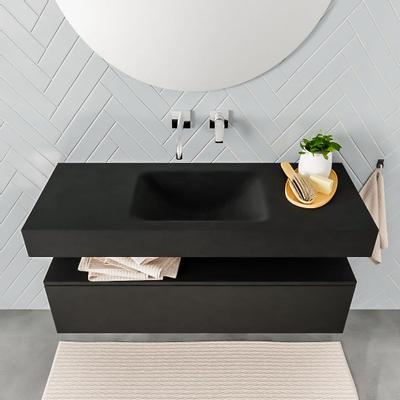 MONDIAZ ALAN 120cm - meuble bas - 1 tiroir - lavabo suspendu - vasque au centre - 0 trous de robinet - urban