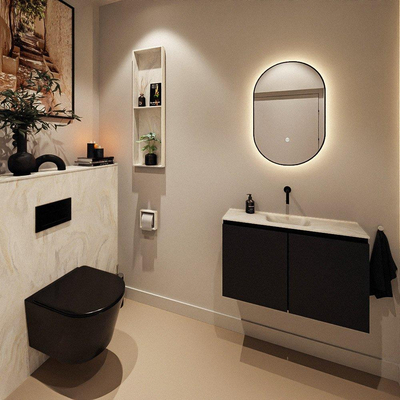 MONDIAZ TURE-DLUX Meuble toilette - 80cm - Urban - EDEN - vasque Ostra - position centrale - sans trou de robinet
