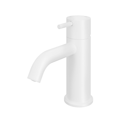 Hotbath Cobber wastafelkraan - opbouw - laag - gebogen uitloop - eengreeps - mat wit