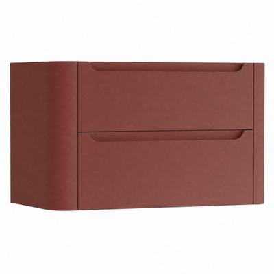 H&R Badmeubelen Juice Wastafelonderkast - 100x45x50cm - afgeronde hoeken - 2 lades - geïntegreerde greep - Terra mat