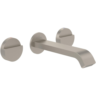 Villeroy & Boch Dawn wastafeluitloop set - zonder pop up afvoergarnituur - Brushed Nickel (rvs)