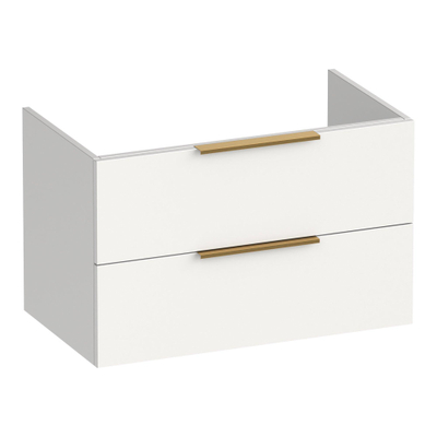 BRAUER Elevate meuble sous-lavabo 80 sans poignées rapportées 2 tiroirs à fermeture douce et 1 découpe pour siphon - blanc mat