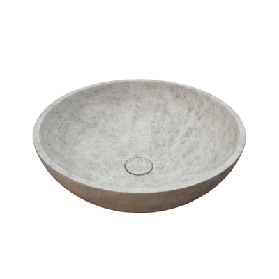 Ideavit Beton Vasque à poser ronde – 44 x 14,5 cm – avec bonde clic-clac – anti-rayures – étanche – couleur D1