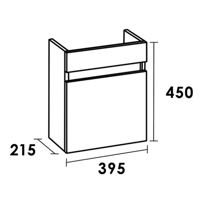 Brauer Joy Edge Meuble sous lave-mains - 40x45x22cm - 1 porte poignée intégrée droite - Damascus