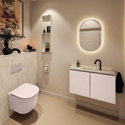 MONDIAZ TURE-DLUX Meuble toilette - 80cm - Rosee - EDEN - vasque Ostra - position centrale - 1 trou de robinet