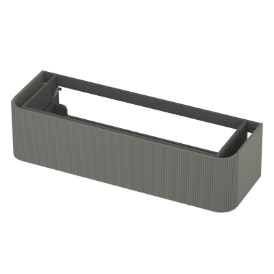 INK Concept R Wastafelonderkast - 140x45x35cm - 1 lade - opliggende grepen - gefreesd - afgeronde hoeken - MDF lak - mat beton groen