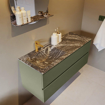 Mondiaz VICA-DLUX Ensemble de meuble de salle de bain - 120cm - meuble sous-vasque armée - 2 tiroirs - lavabo encastré nuage gauche - 1 trou de robinet - version haute de 60cm - lave