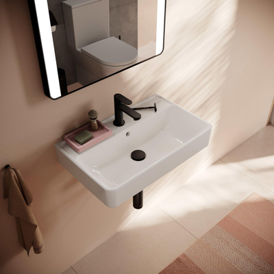 Hansgrohe Xanuia Q Wastafel/Fontein - 60x37cm - inbouw - 1 kraangat - met overloop - compact - glans wit