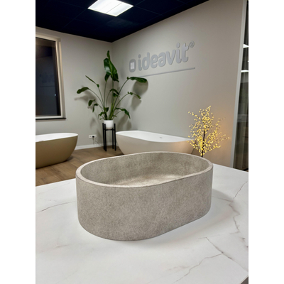 Ideavit Rock Waskom 40x28x12cm ovaal Concrete beige SHOWROOMMODEL