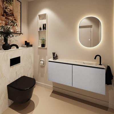 MONDIAZ TURE-DLUX Meuble toilette - 120cm - Plata - EDEN - vasque Ostra - position droite - 1 trou de robinet