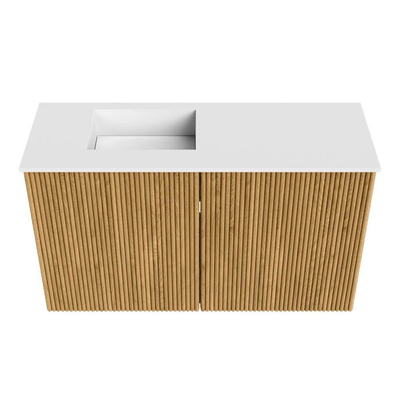 Mondiaz JOYA 70cm meuble de salle de bains - couleur Oak - Vasque FAYE position Gauche Sans trou de robinet couleur Talc.