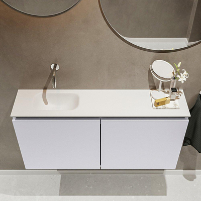 MONDIAZ TURE Kit lave-mains - 100x23x50cm - 0 trous de robinet - 2 portes - cale mat - Lavabo à gauche - Acrylique Blanc