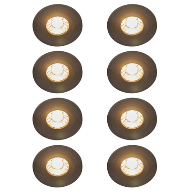 QAZQA Xena inbouwspot - set van 8 - 8x8cm - IP44 - rond - mat zwart