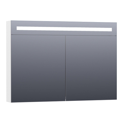 BRAUER Double Face Spiegelkast - 100x70x15cm - verlichting - geintegreerd - 2 links- rechtsdraaiende spiegeldeur - MDF - hoogglans wit