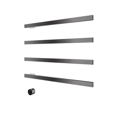 Hotbath &MORE Handdoekradiator - 80x76cm - vierkant - 4 stangen - horizontaal - met schakelaar - geborsteld gunmetal PVD