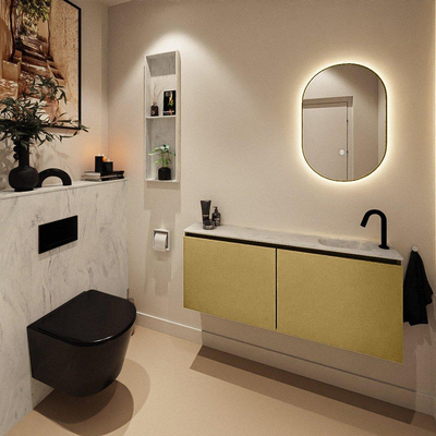 MONDIAZ TURE-DLUX Meuble toilette - 120cm - Oro - EDEN - vasque Opalo - position droite - 1 trou de robinet