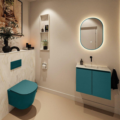 MONDIAZ TURE-DLUX Meuble WC 60 cm Smag. EDEN lavabo Ostra position centrale. Sans trou de robinet.