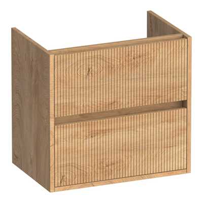 BRAUER Adore Wavy wastafelonderkast ondiep 60 2 softclose lades - greeploos - 1 sifon uitsparing - Forest Tan