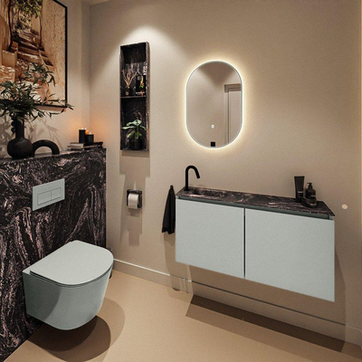 MONDIAZ TURE-DLUX 100cm toiletmeubel Greey. EDEN wastafel Lava positie links. Met 1 kraangat.