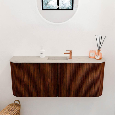 Mondiaz JOYA-DLUX 103.2cm toiletmeubel - ronding links en rechts kleur Ruby - Wastafel FAYE positie Midden 1 kraangat kleur Opalo.