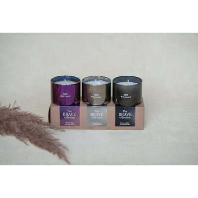 Wellmark Brave Collection Giftbox - 3x geurkaars klein - metallic purple silver grey
