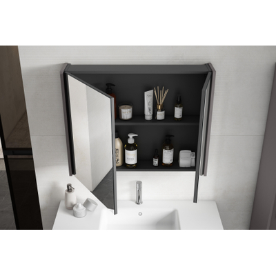 Adema Prime Spiegelkast - 80x63x16cm - inclusief zijpanelen - Rustiek Eiken